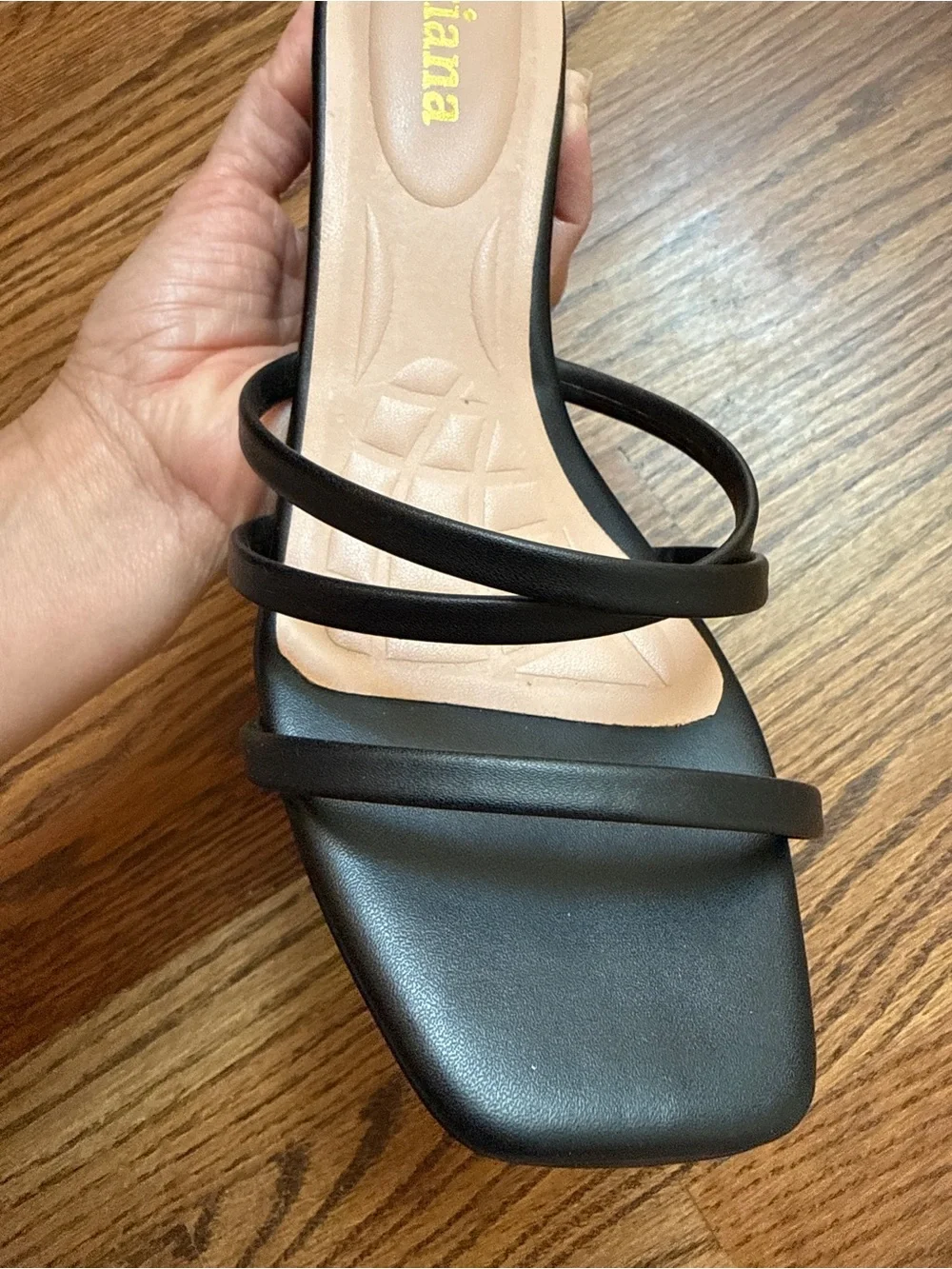 Black Strappy Slide Heels